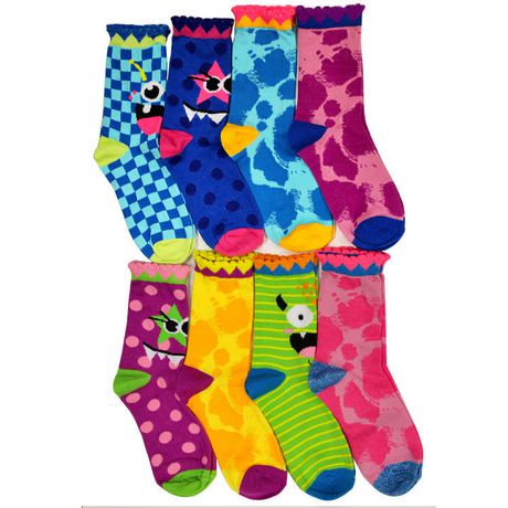 George Groovy Critter Girls Crew Socks, Pack of 8 | Walmart Canada