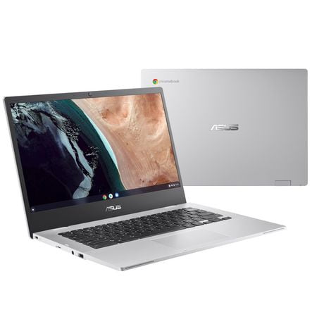 ASUS Chromebook CX1, écran FHD NanoEdge de 14 pouces, processeur Intel Celeron N5100, stockage eMMC de 64 Go, mémoire de 4 Go, Chrome OS, couleur argent translucide, CX1400CKA-DH02-CB