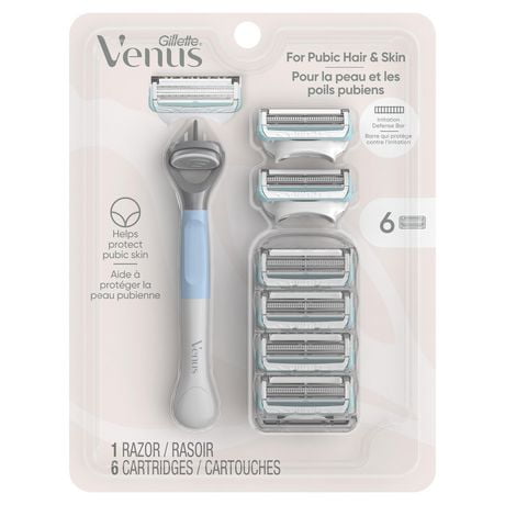 Gillette Venus for Pubic Hair and Skin, Women's Razor Handle + 6 Blade Refills