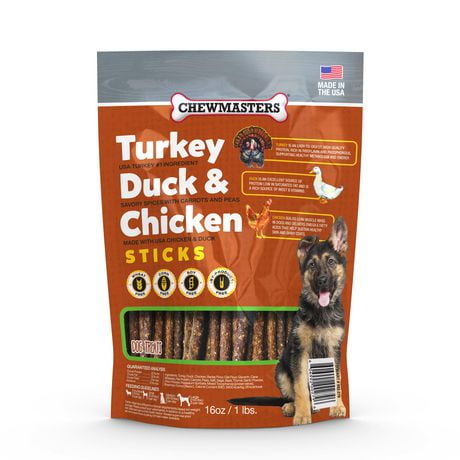 Chewmasters Turkey, Duck & Chicken Sticks - 454g Bag, Wholesome meaty snack