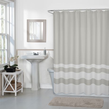 Rideau de douche en tissu scintillant Mira Home Trends, blanc et