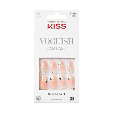 KISS Voguish Fantasy Nails - Fake Nails, 28 Count, Medium, Ready-to-wear gel manicure