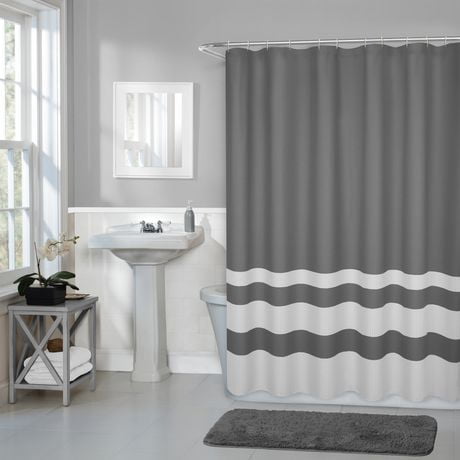 Hometrends Home Trends Textured Waffle Stripe Fabric Shower