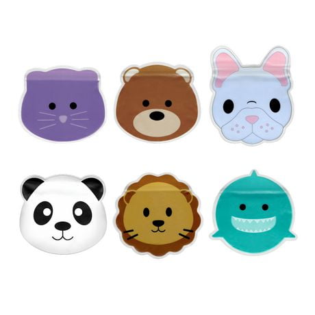 Melii Reusable Snack Bags - Bulldog, Cat, Lion, Panda, Bear & Shark