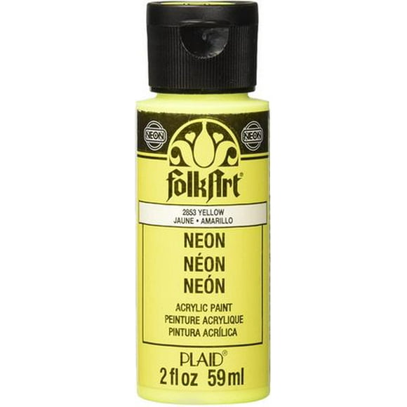 Folkart Neon Acrylic Paint, Yellow, FolkArt Neon Paint