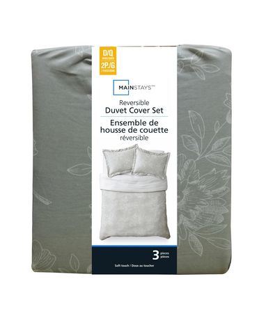 Mainstays Romantic Stripe Reversible Cotton Duvet Cover Set