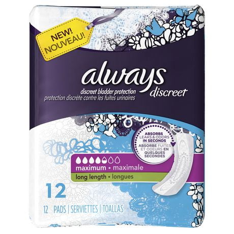 Always Discreet, Incontinence Pads, Maximum, Long Length | Walmart.ca