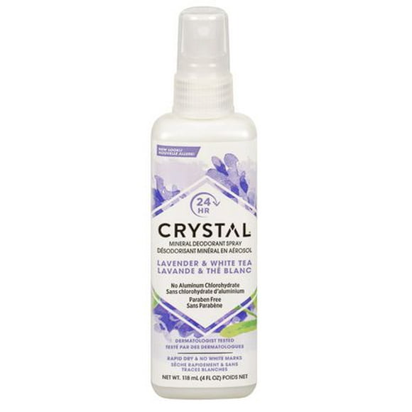 Crystal Essence Lavender & White Tea Mineral Deodorant Body Spray | Prevents body odor for up to 24 hours | All Natural | Dermatologist tested | Vegan and Cruelty Free | No aluminum chlorohydrate | Paraben Free