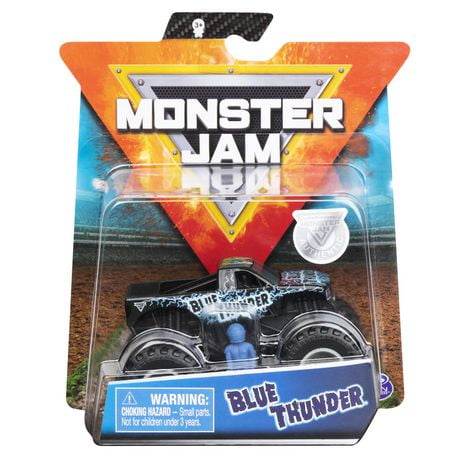 Monster Jam, Monster truck authentique Blue Thunder en métal moulé à l'échelle 1:64, série Over Cast