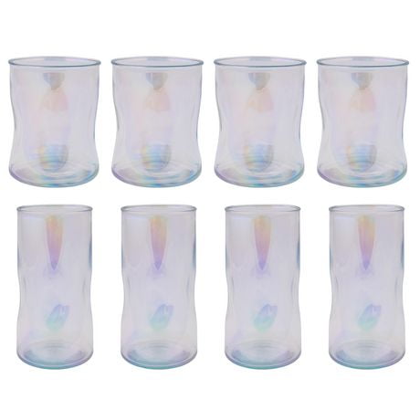 Better Homes and Gardens Iridescent Acrylic Highball and Lowball Tumbler set