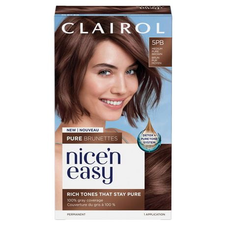 Clairol Nice'N Easy Pure Brunettes Permanent Hair Dye, Rich Tones That ...