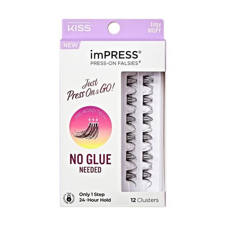 KISS imPRESS, Press-On Falsies, Edgy Wispy, 12 Clusters., Press-On Falsies, Edgy Wispy