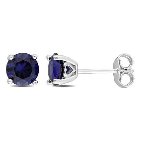 Miabella Created Blue Sapphire Solitaire Stud Earrings In Sterling   6000205402189 