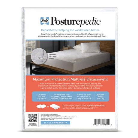 Sealy Posturepedic Maximum Protection Zippered Mattress Protector ...