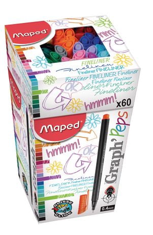 Maped Graph Peps Fine Liners, Assorted Colors, Display of ...