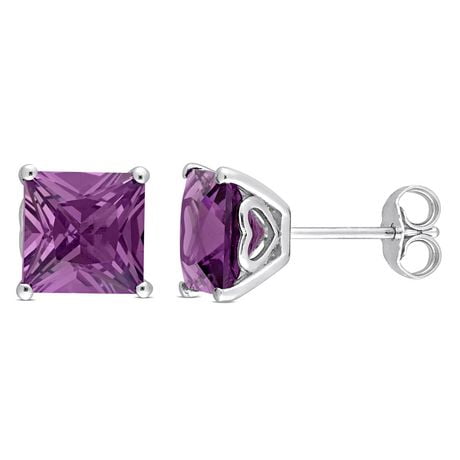 Miabella Princess-Cut Simulated Alexandrite Solitaire Stud Earrings in ...