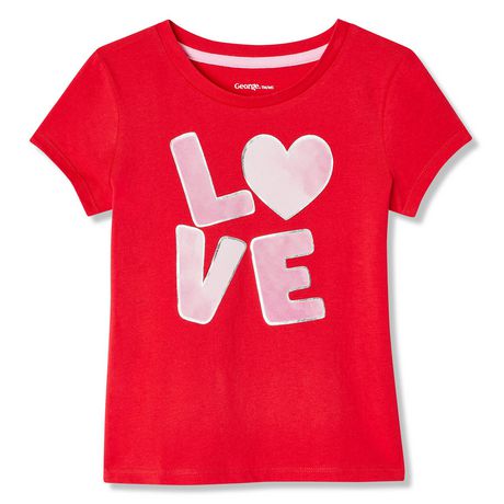 George Toddler Girls' Valentine's Day Short Sleeve Tee | Walmart Canada