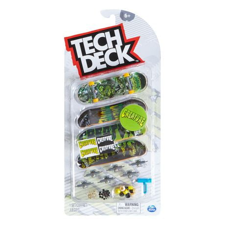 Tech Deck, Coffret de 4 fingerboards Ultra DLX Fingerboard, Creature Skateboards, Mini-skateboards à collectionner et personnaliser