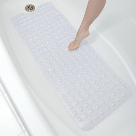 MAINSTAYS Oversized Tub Mat, 39.5 Inches X 15.8 Inches, Clear, Textured bubble design