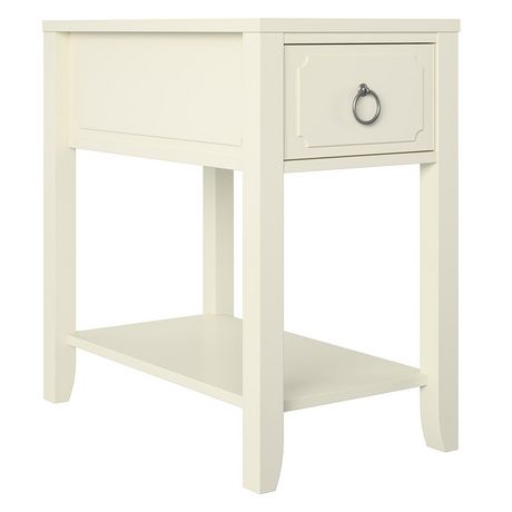 End Table,Cute Nightstands Small Tables for Small Spaces White Coffee  Bedside Storage Shelf for Office, Living Room, Bedroom 