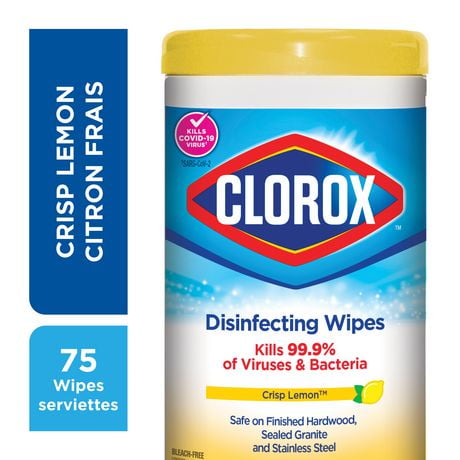 Paq. de 75 serviettes désinfectantes Clorox® au parfum de citron 75 unités