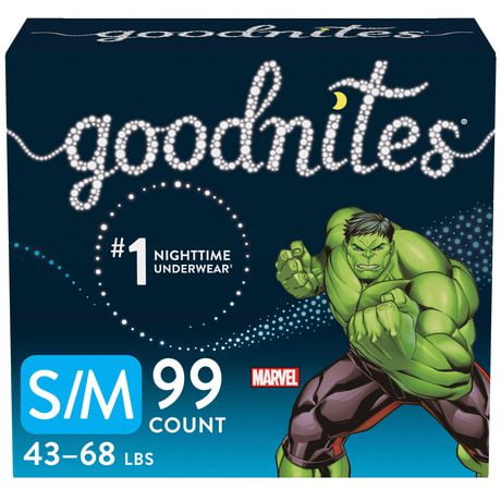 Goodnites Boys' Nighttime Bedwetting Underwear, S/M (43-68 lb.), 99 Ct, Economy Plus Pack