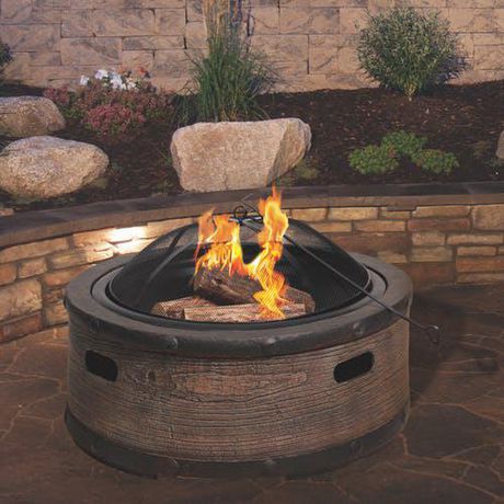 Cast Stone Base Wood Burning Fire Pit, 35 Fire Pit Screen