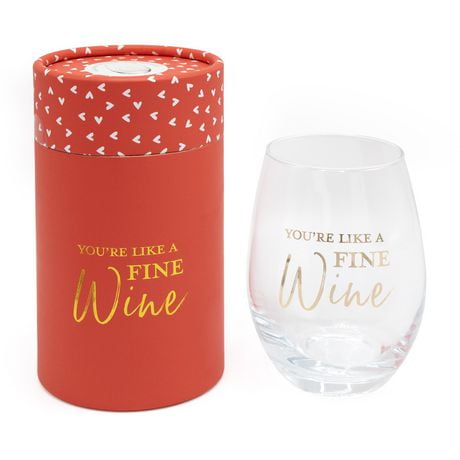 Way to Celebrate Valentine Wine Glass in a Red Round Box You’re like a Fine Wine