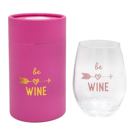 Way to Celebrate Valentine Wine Glass in a Pink Round Box Be Wine