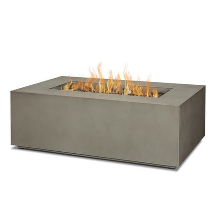 Petite table rectangulaire au gaz propane Aegean gris brume avec kit de conversion au gaz naturel