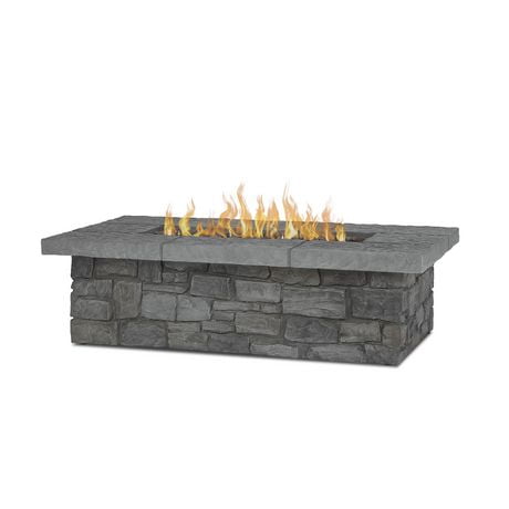 stone rectangle propane fire pit table