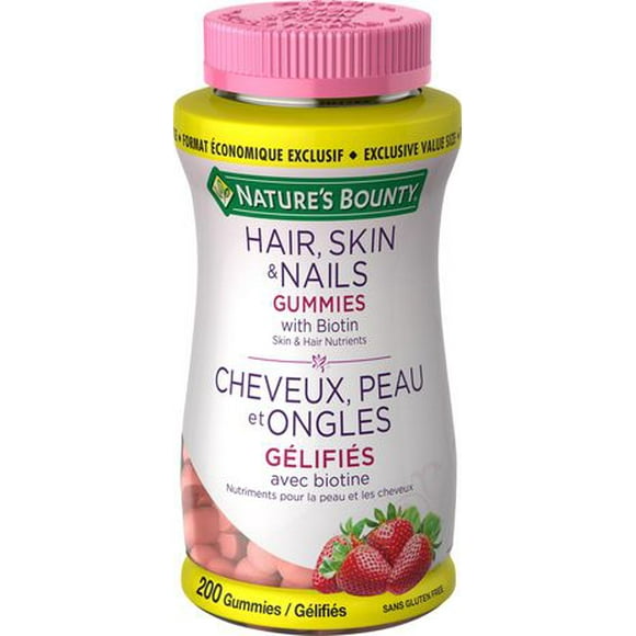 Nature's Bounty Hair, Skin & Nails Gummies with Biotin Exclusive Value Size, 200 gummies