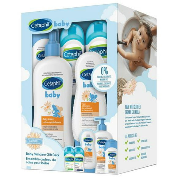 Cetaphil Baby Skin Care Gift Pack | Baby Skincare Essentials | Made with Organic Calendula | Perfect Baby Gift for Parents-to-Be | Paraben Free | Pediatrician Recommended, 1050mg