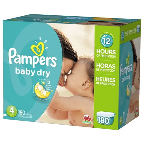 Walmart pampers diapers size 4 Pampers® Baby Dry™ diapers are 3X drier than an ordinary diaper,* so your baby can sleep soundly all night. That’s because Baby Dry diapers have 3 layers of absorbency vs. only 2 in an ordinary diaper*, so your baby can get up to 12 hours of overnight protection.