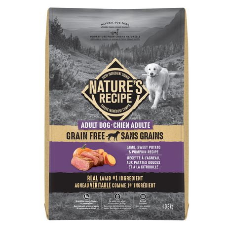 Nature's Recipe Adult Grain Free Lamb, Sweet Potato & Pumpkin Recipe Dry Dog Food, 10.8kg