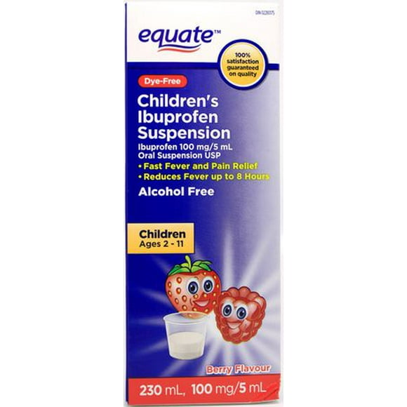 Equate Children's Ibuprofen Suspension, 230 mL, 100 mg/5 mL