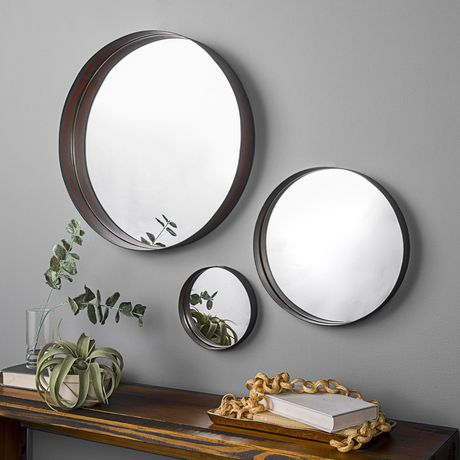 Manor Park Round Copper Wall Mirrors, Set Of Mirrors For Hallway