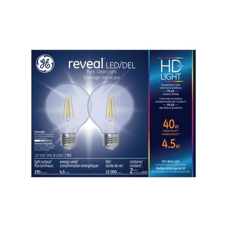 General Electric 4W HD+ LED G25 Reveal Light Bulb