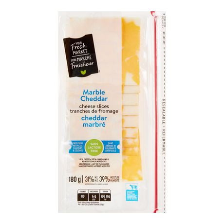 Your Fresh Market Marble Cheddar Cheese Slices, 180 g