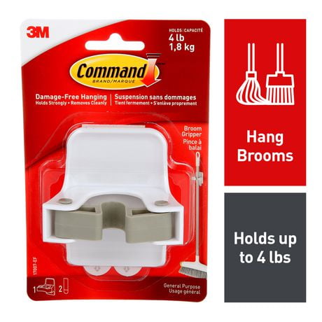 Command™ Broom Gripper 17007-EF, 1 Gripper, 2 Strips, 4 lb