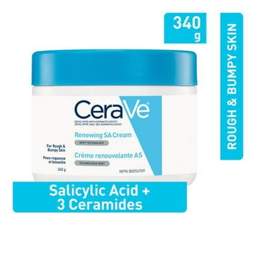 CeraVe Salicylic Acid Cream for Rough and Bumpy Skin | Vitamin D & Hyaluronic Acid Body Cream | Fragrance Free, 340g