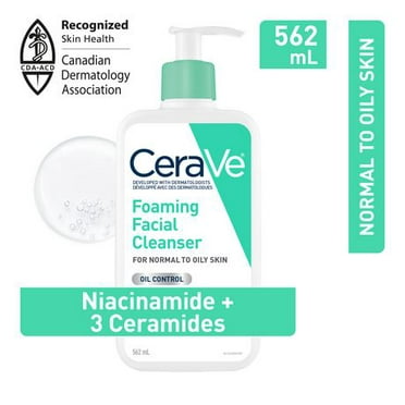 CeraVe Gentle Foaming Facial Cleanser With Niacinamide, Hyaluronic Acid and 3 Ceramides | Makeup Remover, Helps Prevent Clogged Pores & Control Oil and Sebum | Daily Face Wash for Normal to Oily Skin, Men & Women | Non-Comedogenic, Fragrance Free, 562 mL, Niacinamide, Hyaluronic Acid, and 3 Ceramides