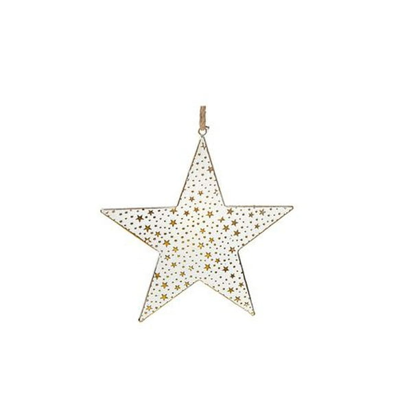 White And Gold Star Ornament Medium