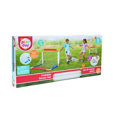 Play Day Foldable Soccer Set, Includes 8pcs, Age 3+ and up