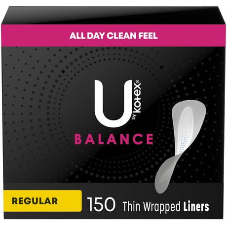 U by Kotex Balance Daily Wrapped Panty Liners, Light Absorbency, Regular Length, 150 Count