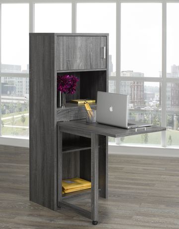 Multi Tier Bookcase With Fold Down Desk, Bookcase With Flip Down Desktop