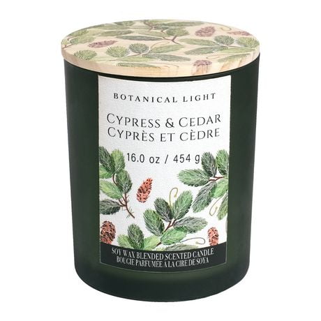 16oz Cypress & Cedar Soy Wax Blended Scented Candle, · 16oz<br>· 453g<br>· pack # 1