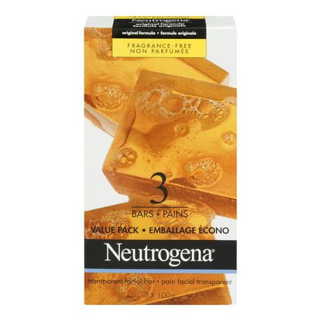 Neutrogena Facial Cleansing Bar, Unscented Original, 3 Bars x 100g