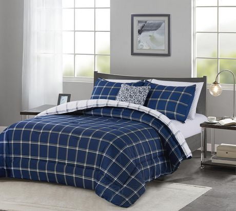 Chaps 8-Piece Plaid Bedding Comforter Set - Bed in a Bag, Double ...