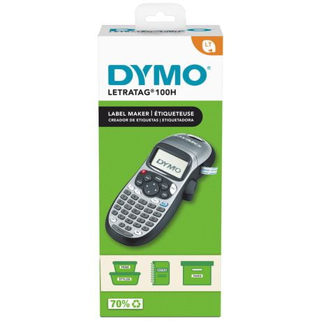 DYMO Label Maker LetraTag 100H Handheld Label Maker, Easy-to-Use, 13 Character LCD Screen, Great for Home & Office Organization, Grey